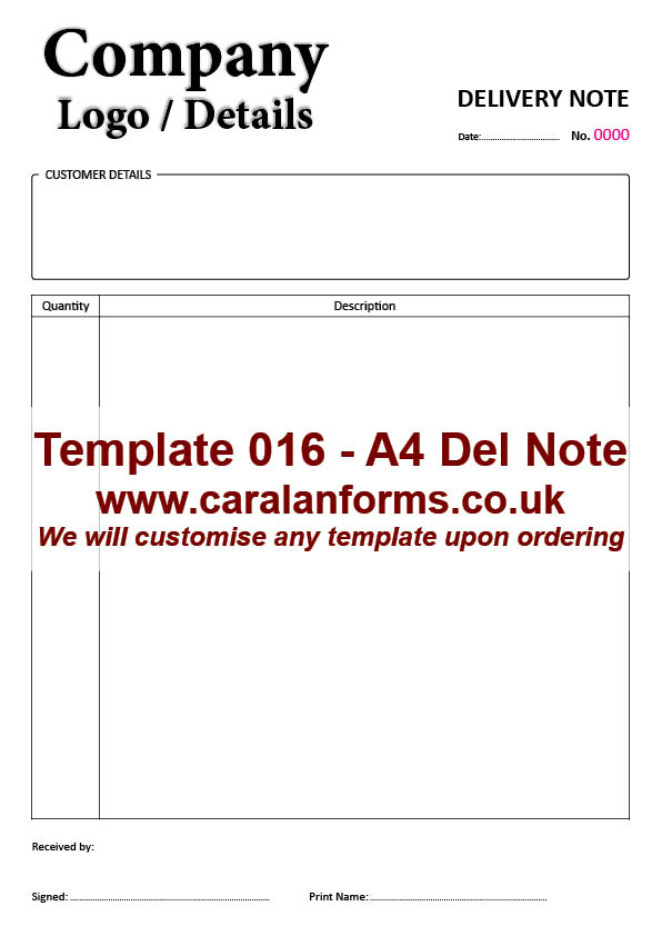 Delivery A4 Note 016