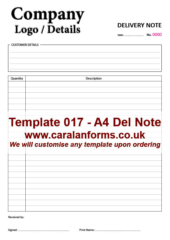 Delivery A4 Note 017