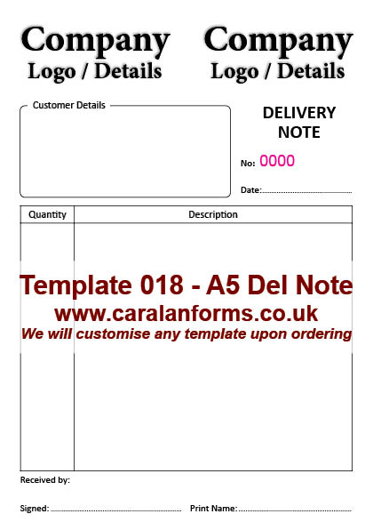 Delivery A5 Note 018
