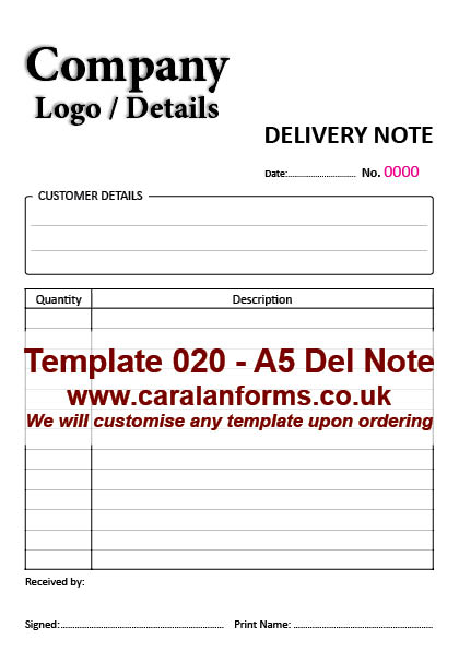 Delivery A5 Note 020