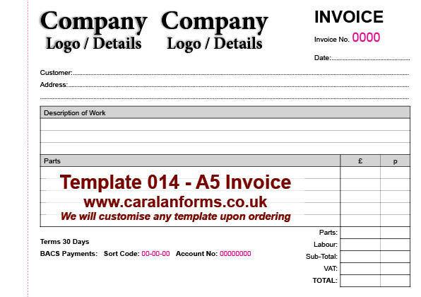 Invoice A5 014