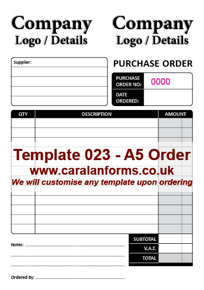Purchase Order A5 023